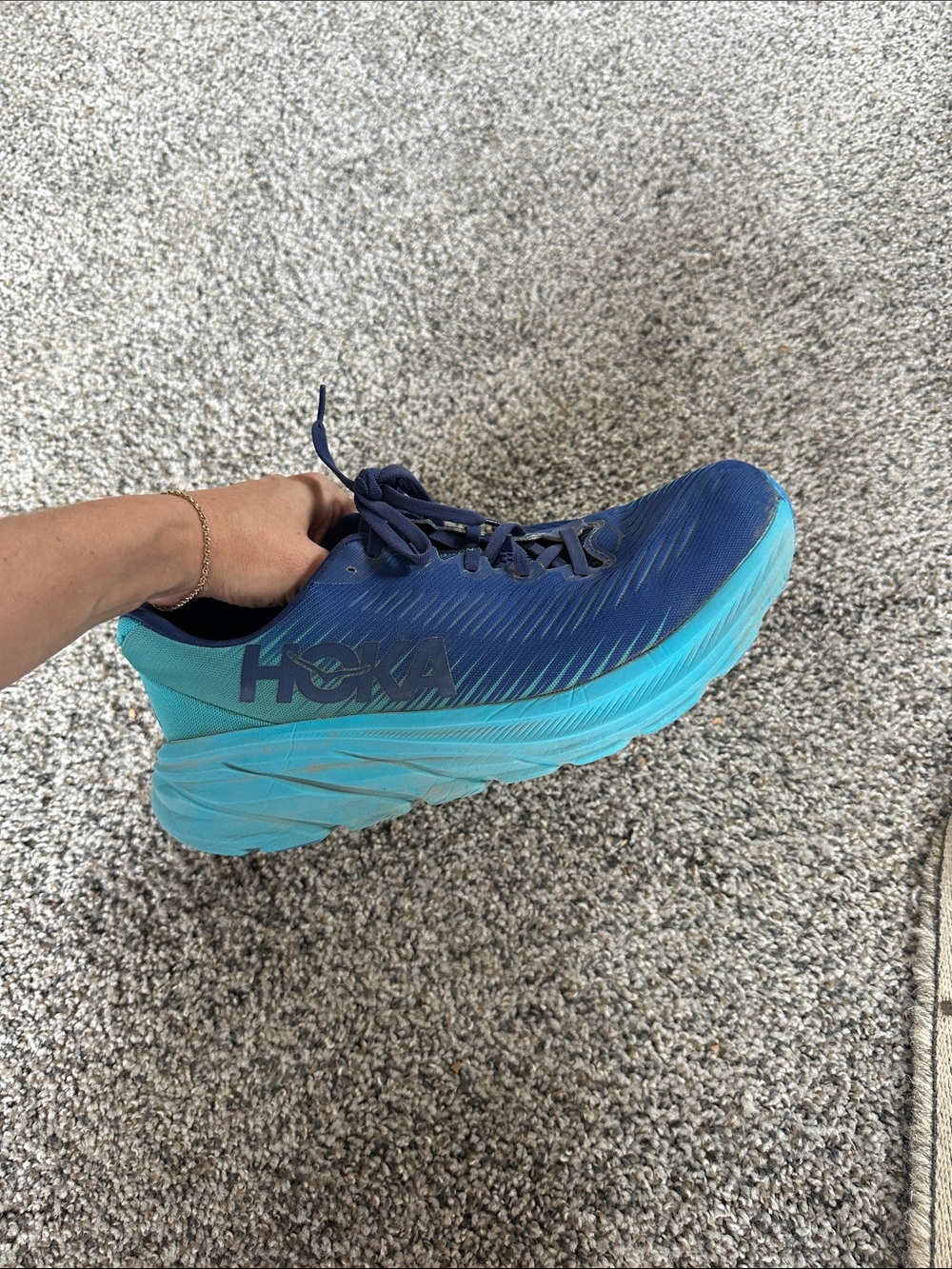 Hoka Blue to Aqua Gradient Running Shoe